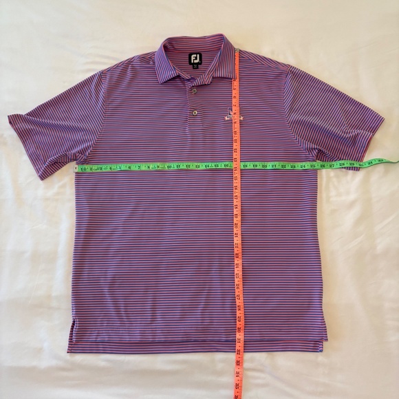 FootJoy Golf Shirt Short Sleeve Striped Blue‎ Pink Embroidered Crest Size XL - Picture 3 of 7